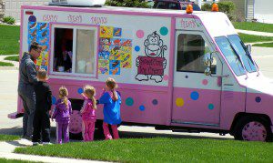 Ice cream truck and sweat pants in May