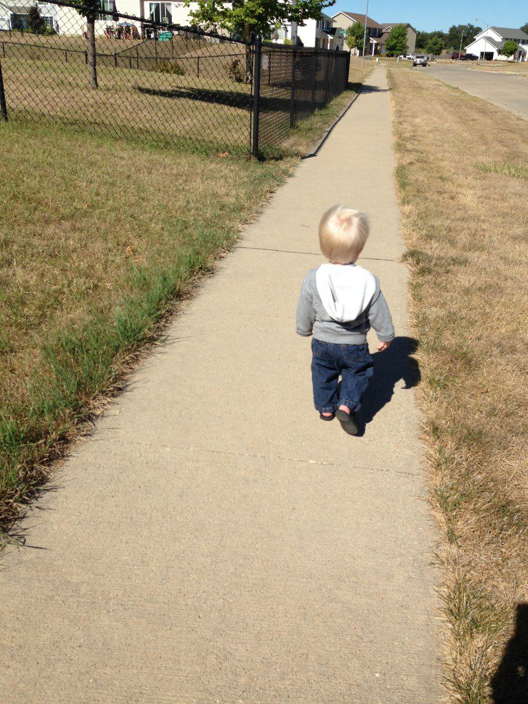 Taking a walk, at his pace, letting him lead