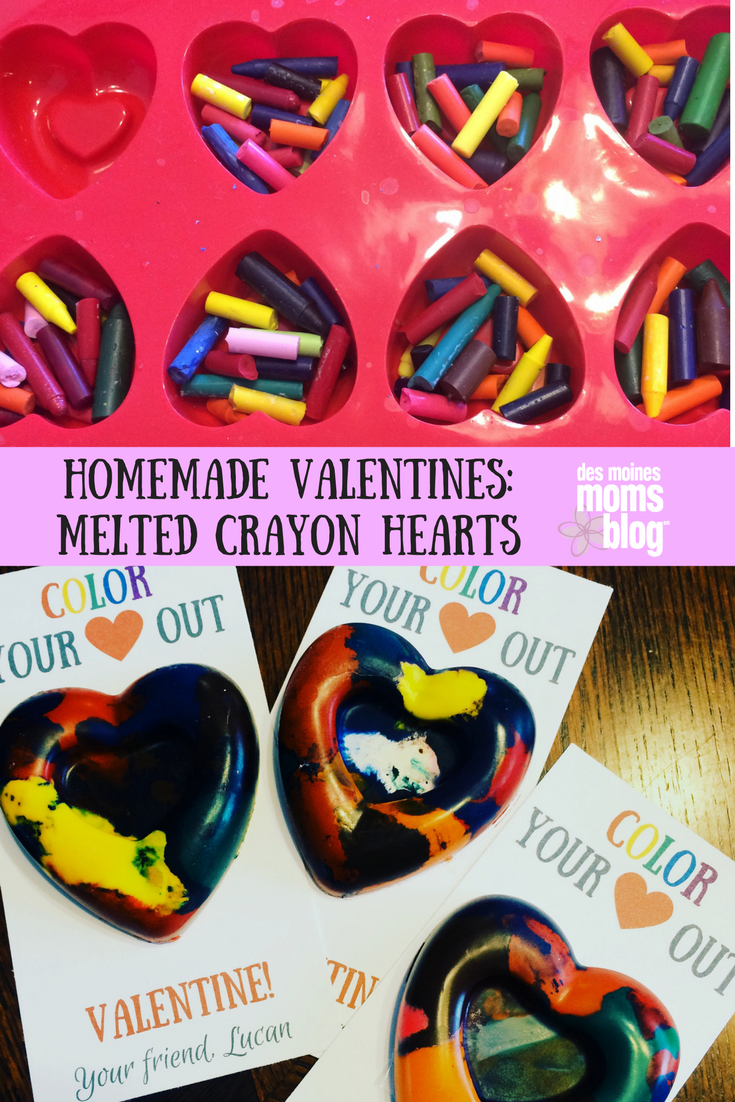 homemade valentine melted heart crayons