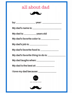 all about dad printable